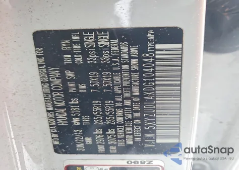 2013 Hyundai Santa Fe Sport from USA, damaged, VIN 5XYZUDLAXDG104048